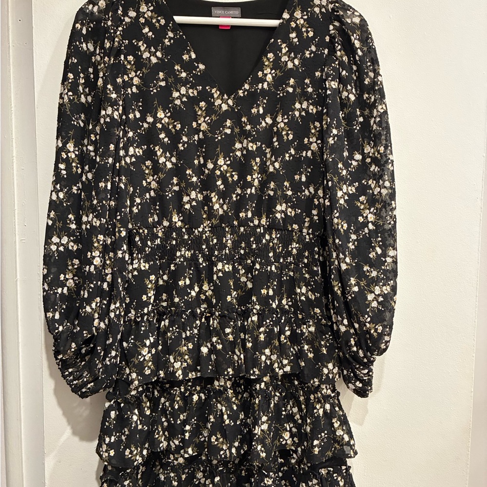 Vince Camuto Black Floral Dress